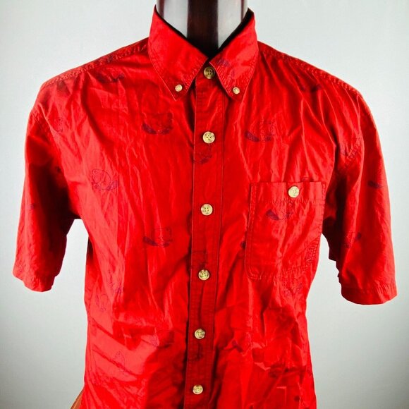 Duluth Trading Button Up Shirt Mens Angry Beaver Lumberjack Hipster Red L - Picture 2 of 10
